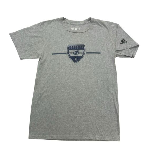 Adidas Sporting Arkansas Soccer Club Shirt Mens Small S Gray Short Sleeve - Picture 1 of 11